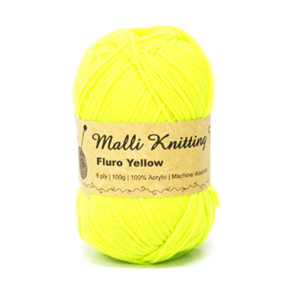 Knitting Yarn 8 Ply 100gm Fluro Yellow